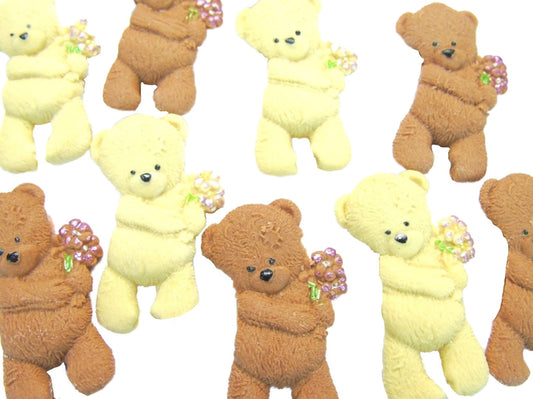 12 Edible Fundraiser Teddies Cream & Brown Mix Cupcake Toppers