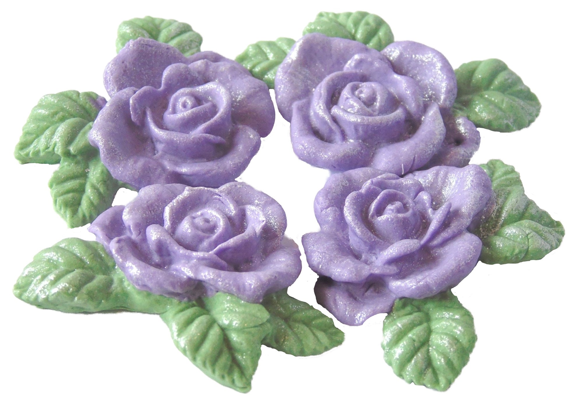 4 Vegan Glittered Purple Rose Garland Wedding Birthday Cake Decorations