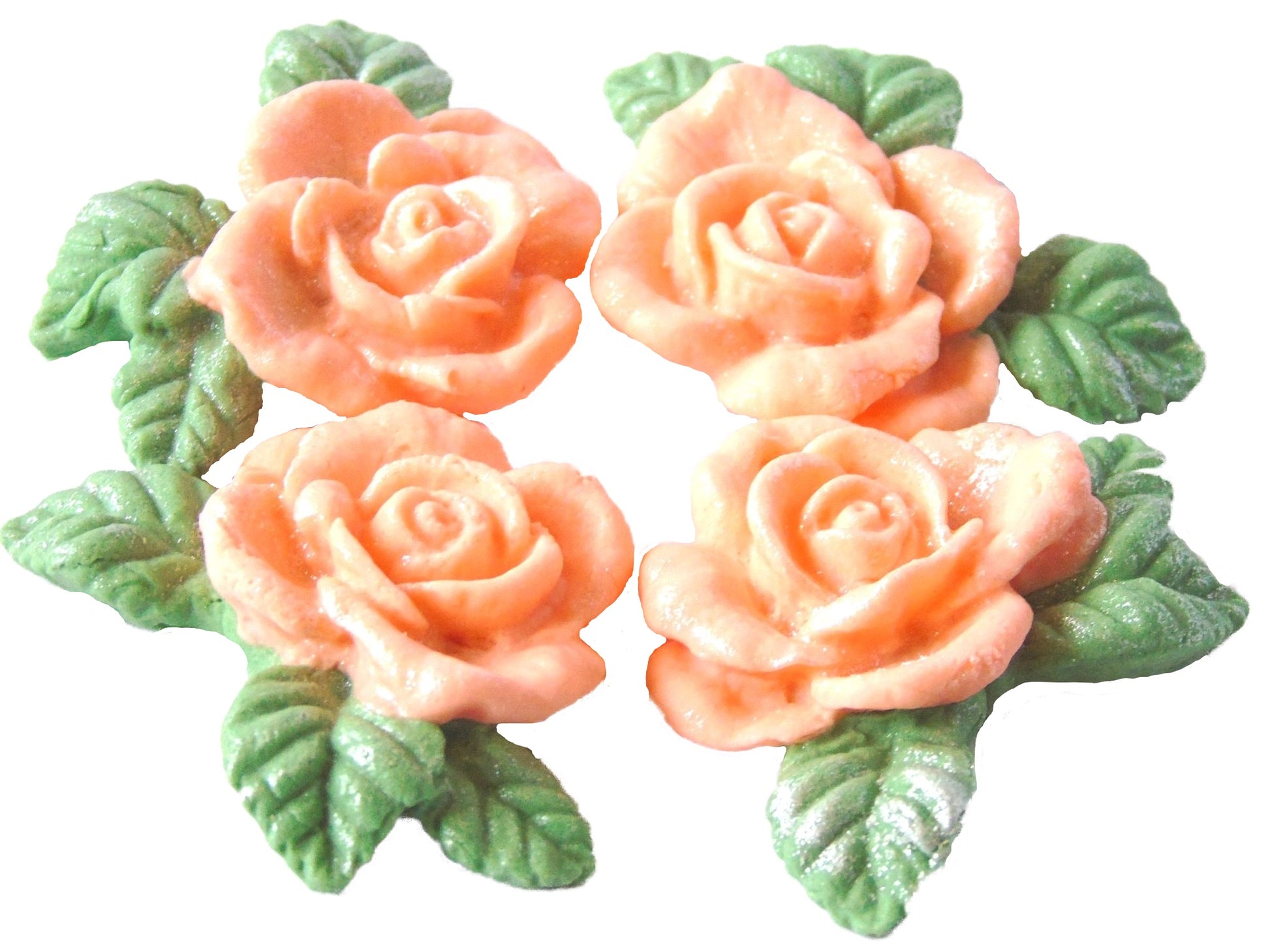 4 Vegan Glittered Peach Rose Garland Wedding Birthday Cake Decorations