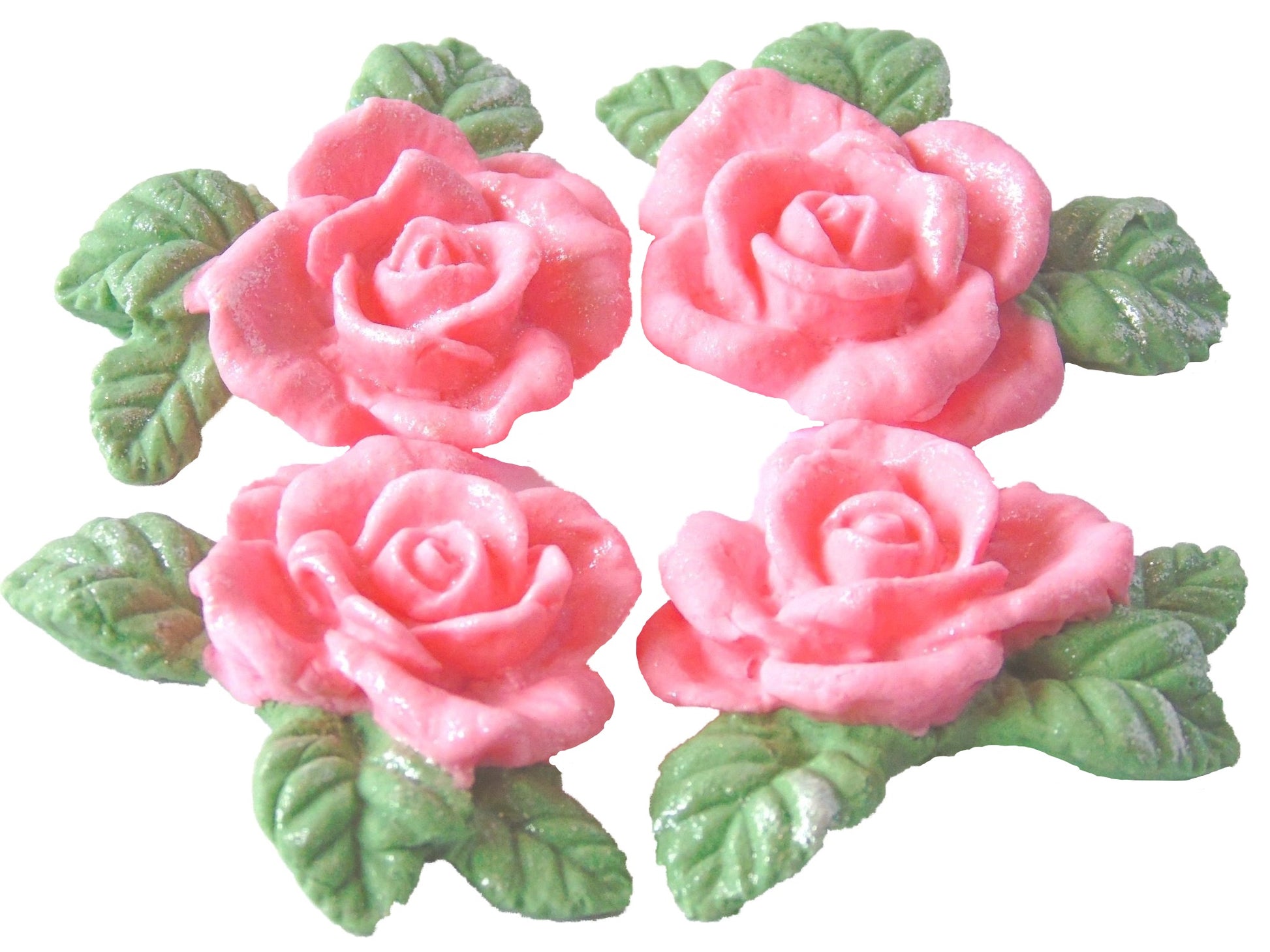 4 Vegan Glittered Pink Rose Garland Wedding Birthday Cake Decorations
