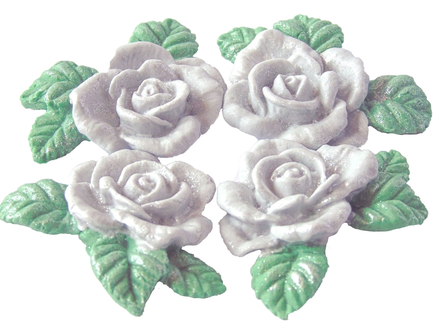 Set 4 Glittered Rose Garland Wedding Edible Rose Toppers