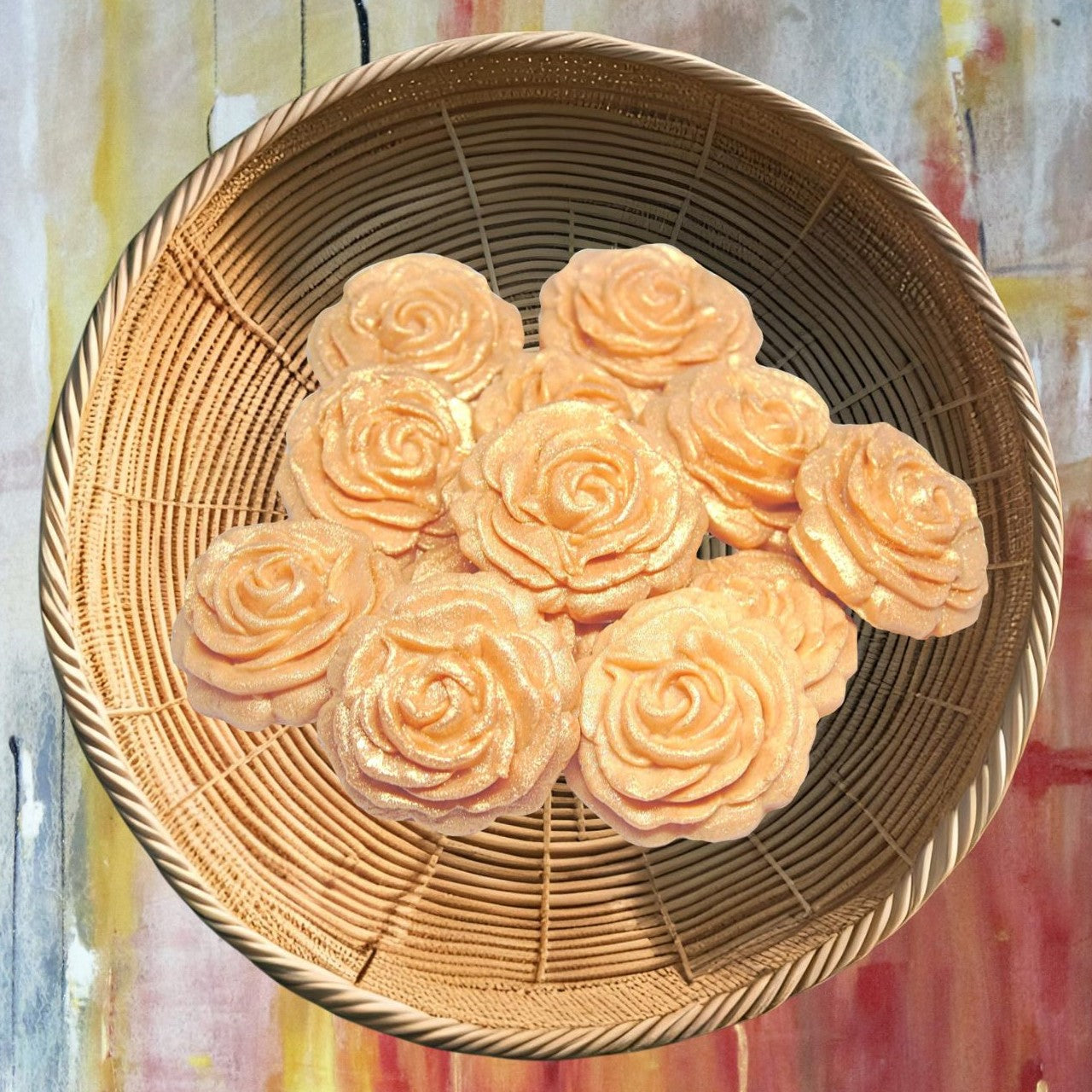12 Medium Glittered Coloured Roses Cake Decorations