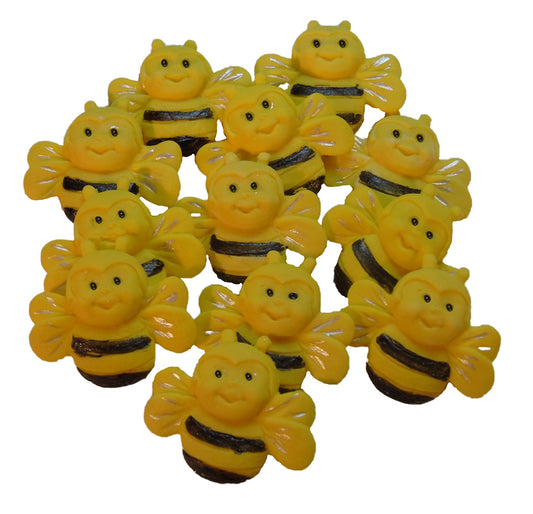 12 Happy Bumble Bees Vegan Cake Decorations edible Cupcake Toppers