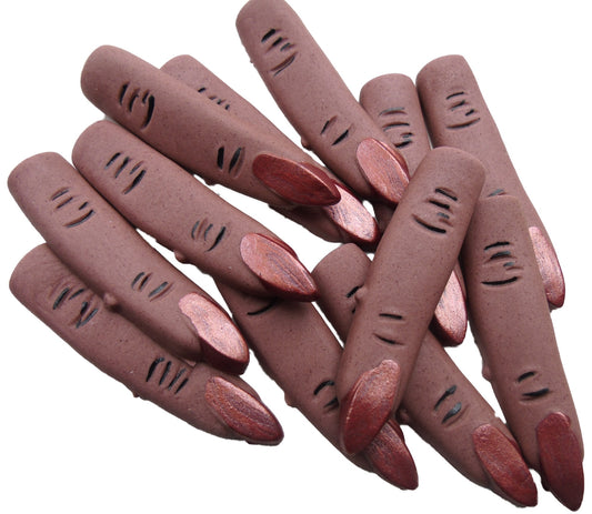 12 Vegan Halloween Brown Fingers Cupcake Cake Toppers Decoration