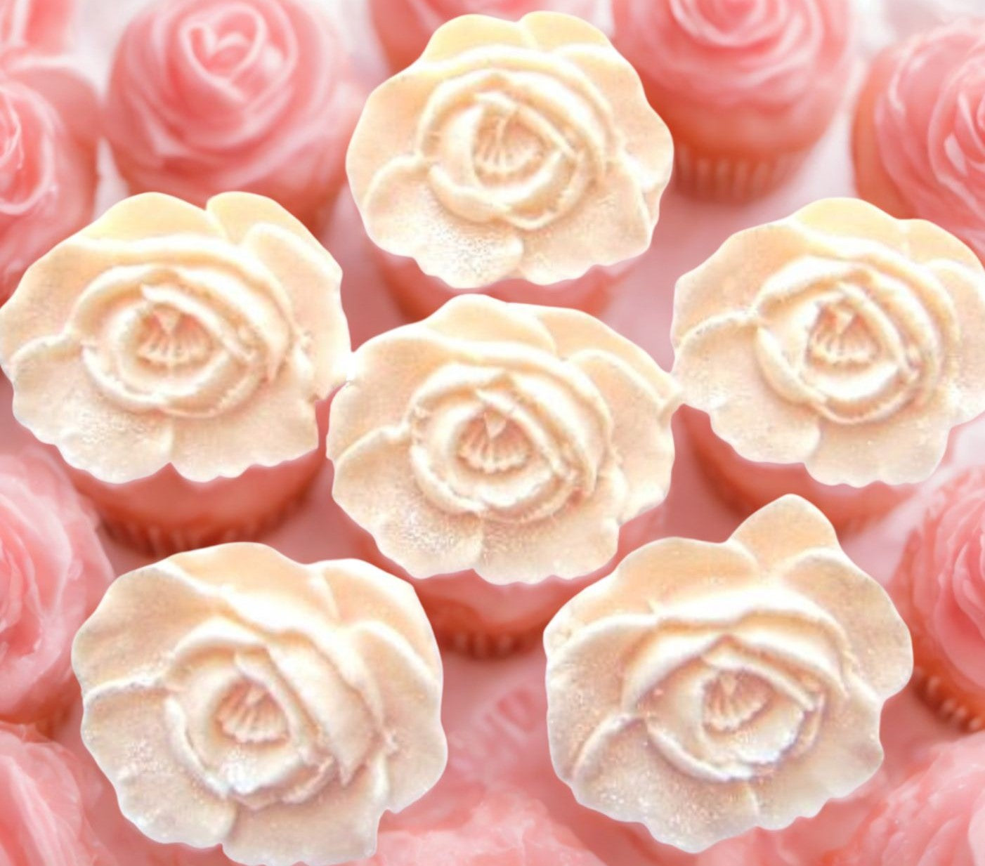Set 6 Glittered Coloured Roses Edible Cupcake Decorations