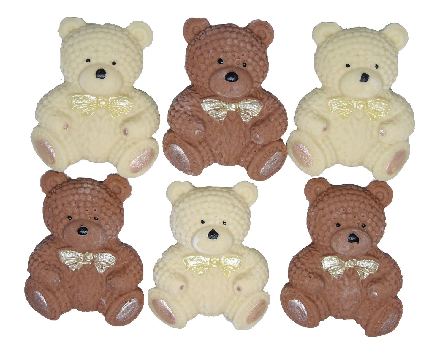 6 Coloured Baby Teddys Baby Shower Cupcake Cake Toppers
