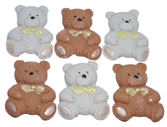 6 Coloured Baby Teddys Baby Shower Cupcake Cake Toppers