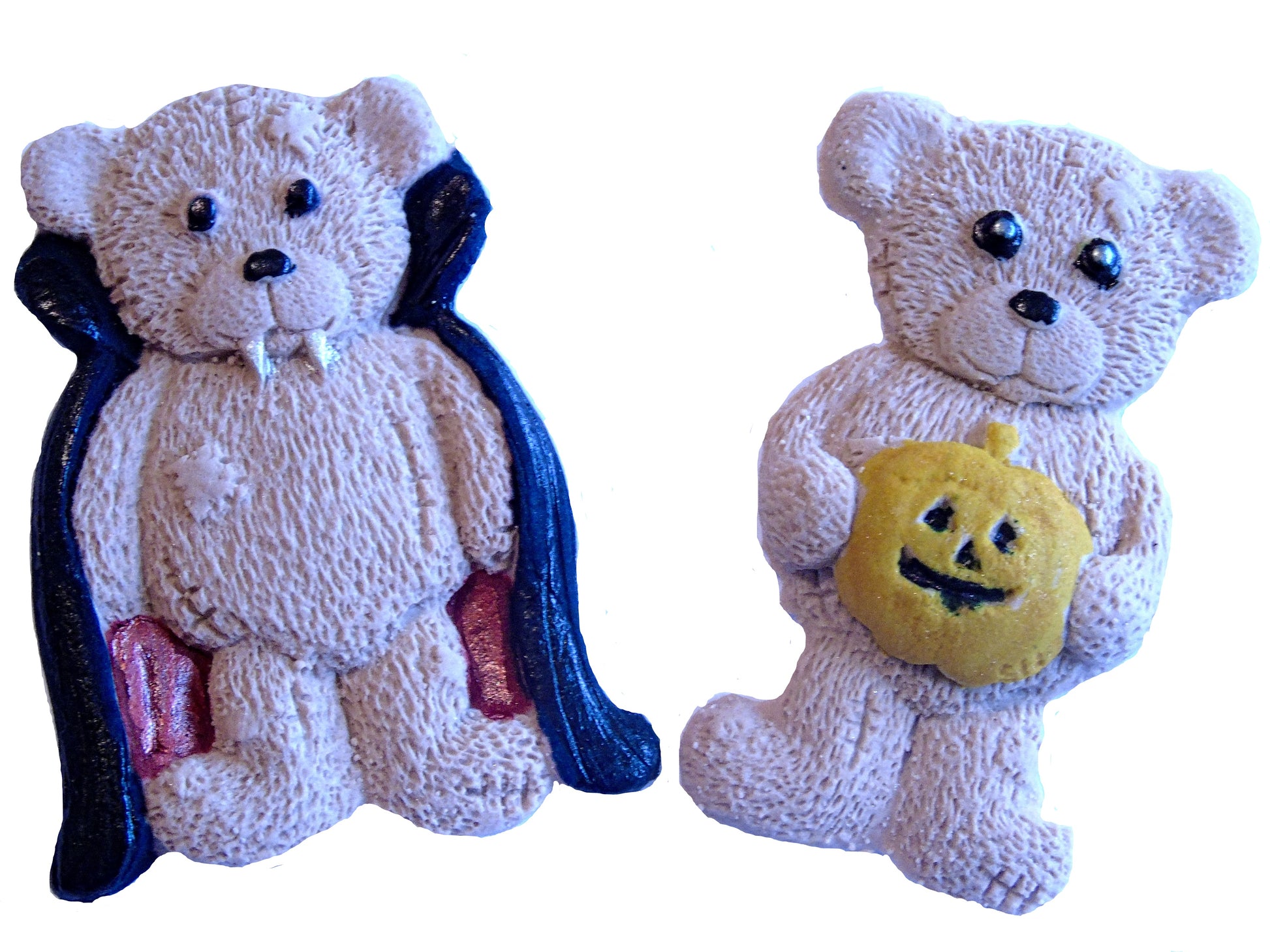 Vampire & Pumpkin Bears Halloween Vegan Cupcake Cake Toppers