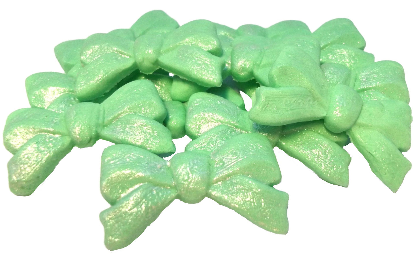 12 Edible Large Green Vegan Glittered Bows Wedding Cupcake Cake Toppers