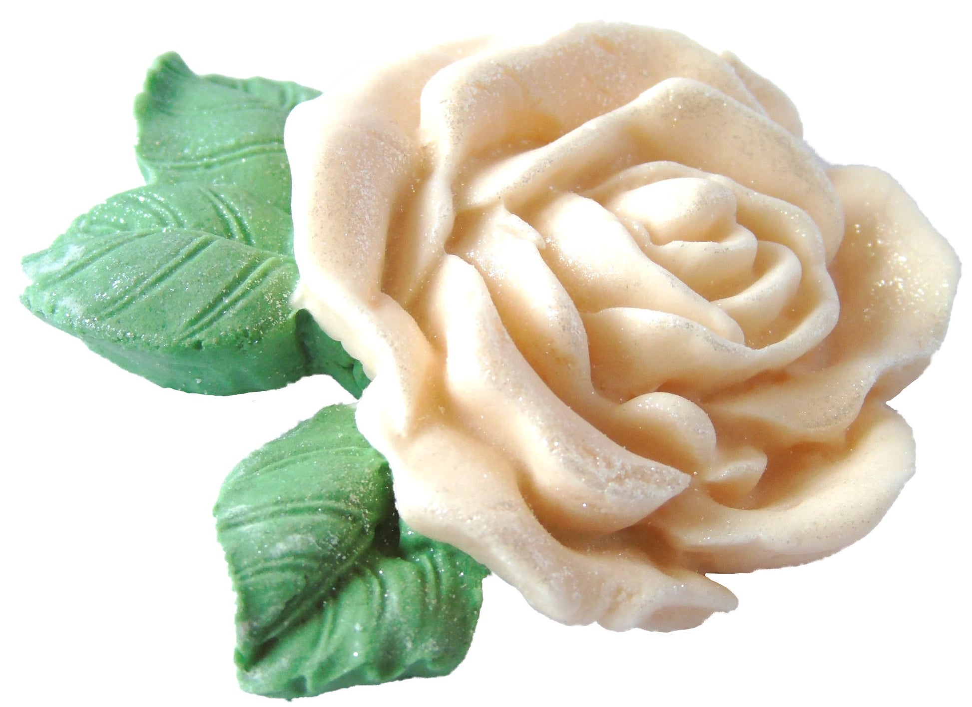 Large Single Ivory Coloured Glittered Rose Vegan Cake Topper