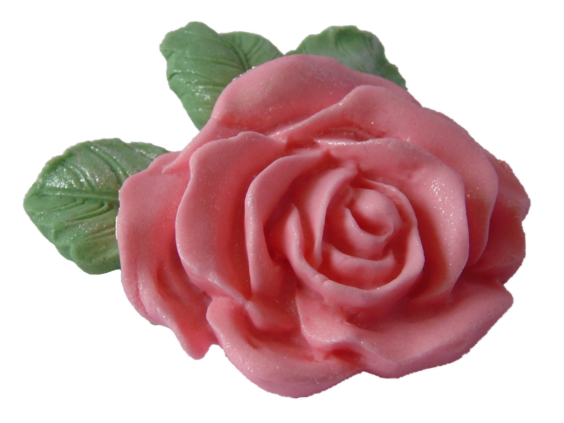 Large Single Pink Coloured Glittered Rose Vegan Cake Topper