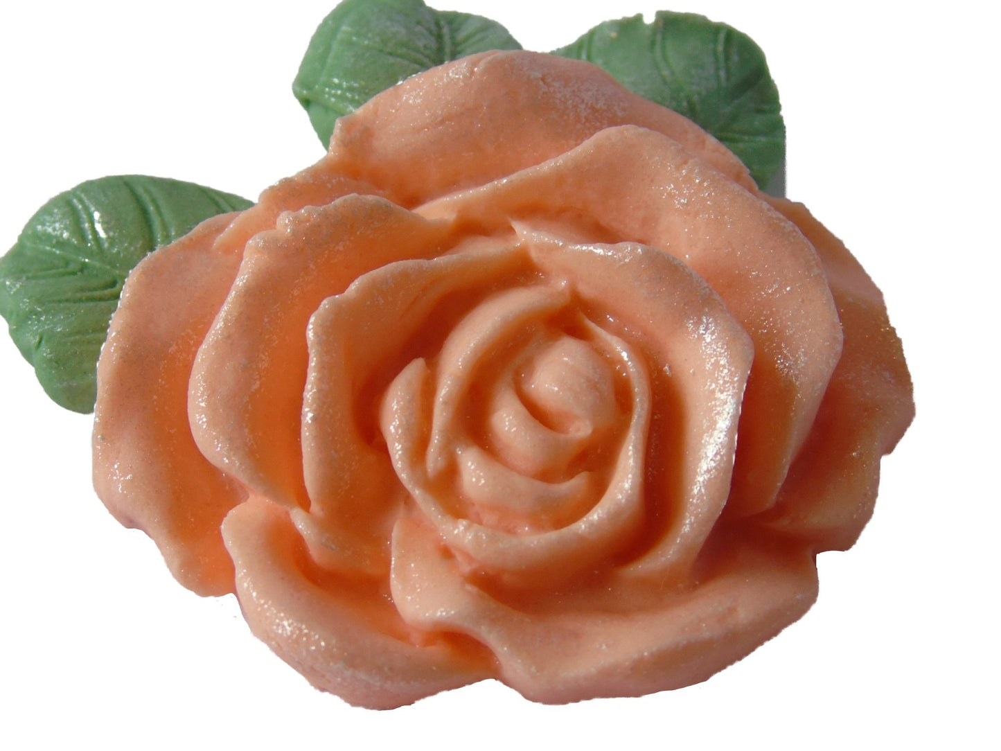 Large Single Peach Coloured Glittered Rose Vegan Cake Topper