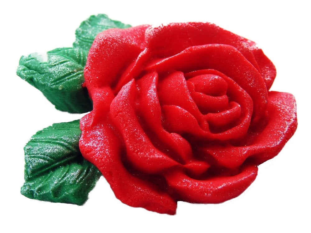 Large Single Red Coloured Glittered Rose Vegan Cake Topper
