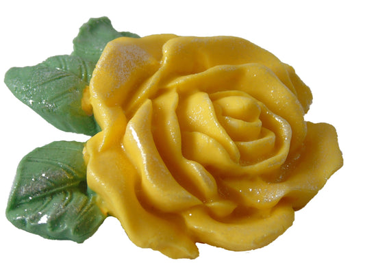 Large Single Yellow Coloured Glittered Rose Vegan Cake Topper