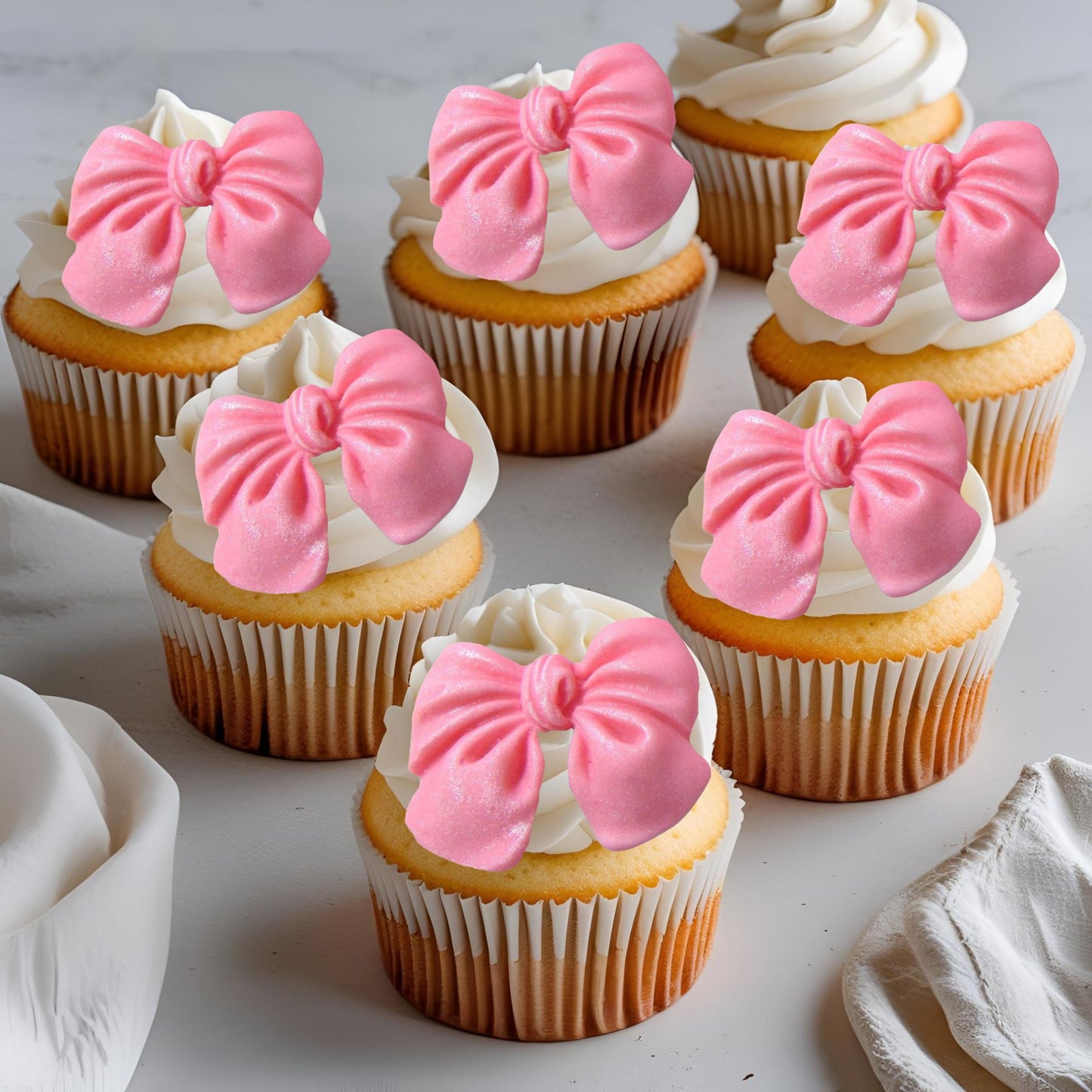 Glittered Large Bows Edible Cupcake Toppers Cake Decoration