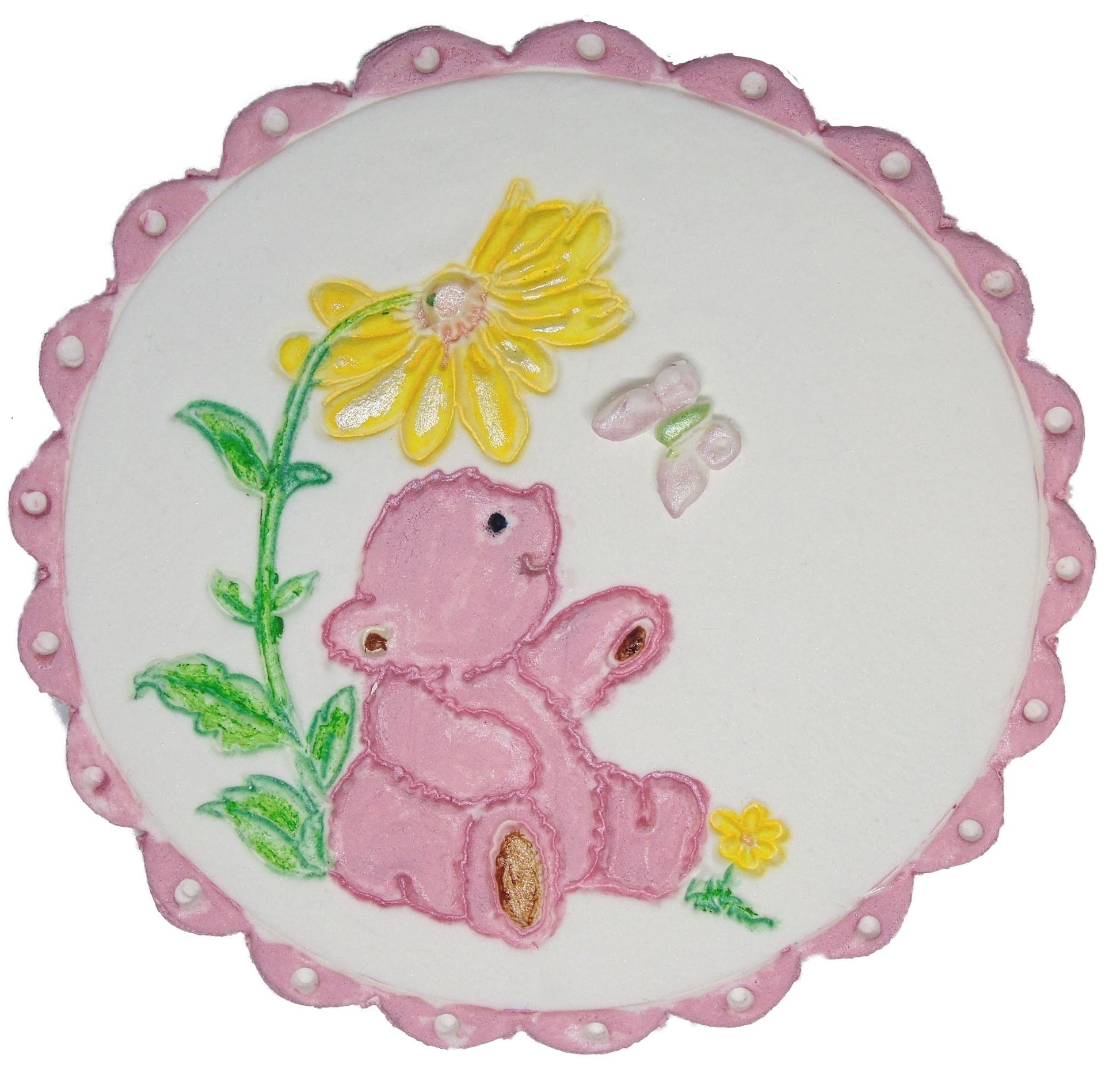 Lovely Hand Painted Pink Teddy Vegan Cake Topper Decoration