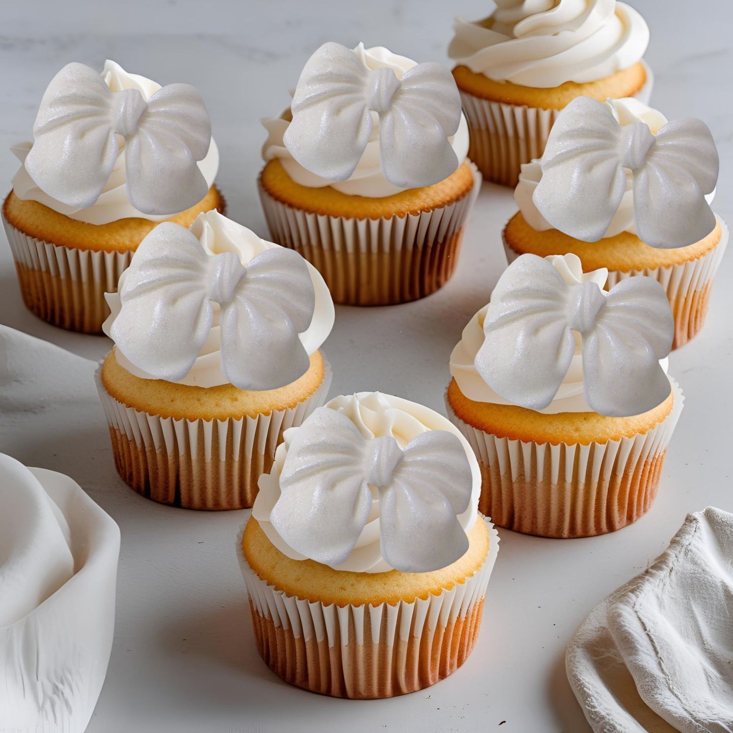 Glittered Large Bows Edible Cupcake Toppers Cake Decoration