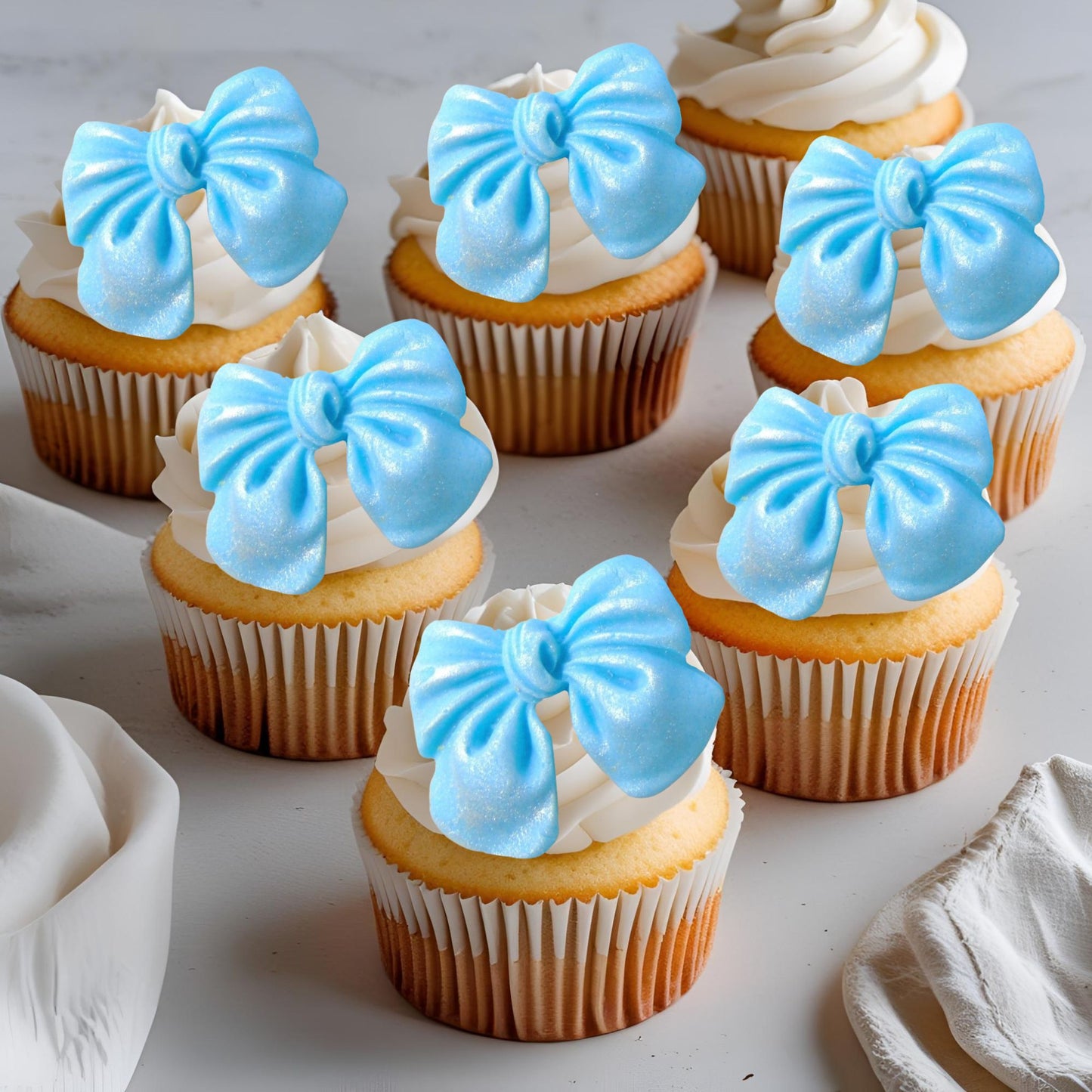 Glittered Large Bows Edible Cupcake Toppers Cake Decoration