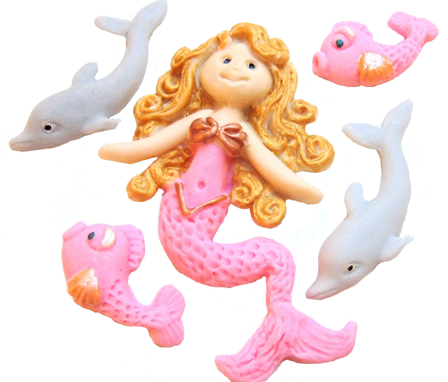 Edible Mermaid Birthday Vegan Cake Topper Decorations  White