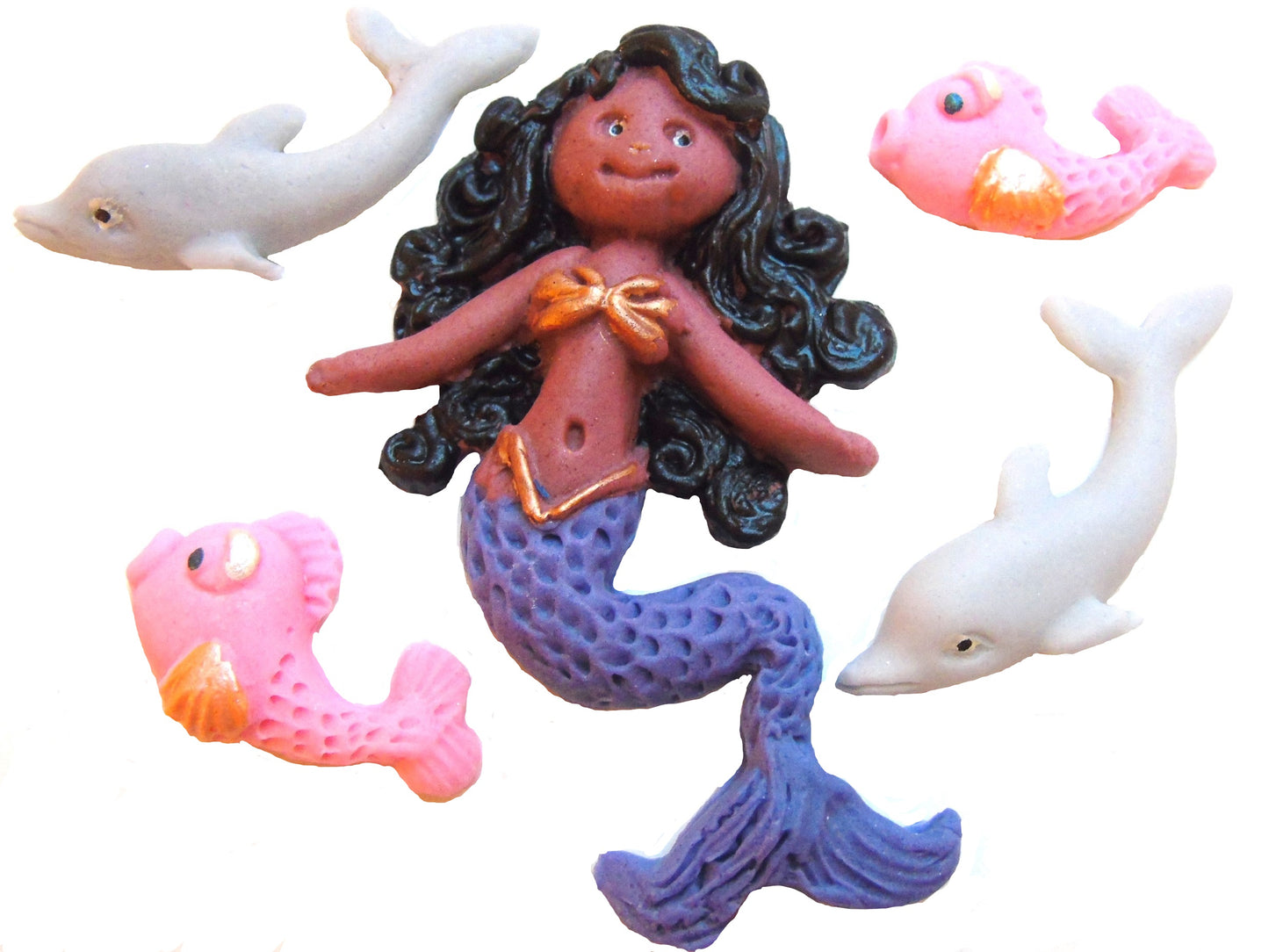 Edible Mermaid Birthday Vegan Cake Topper Decorations brown