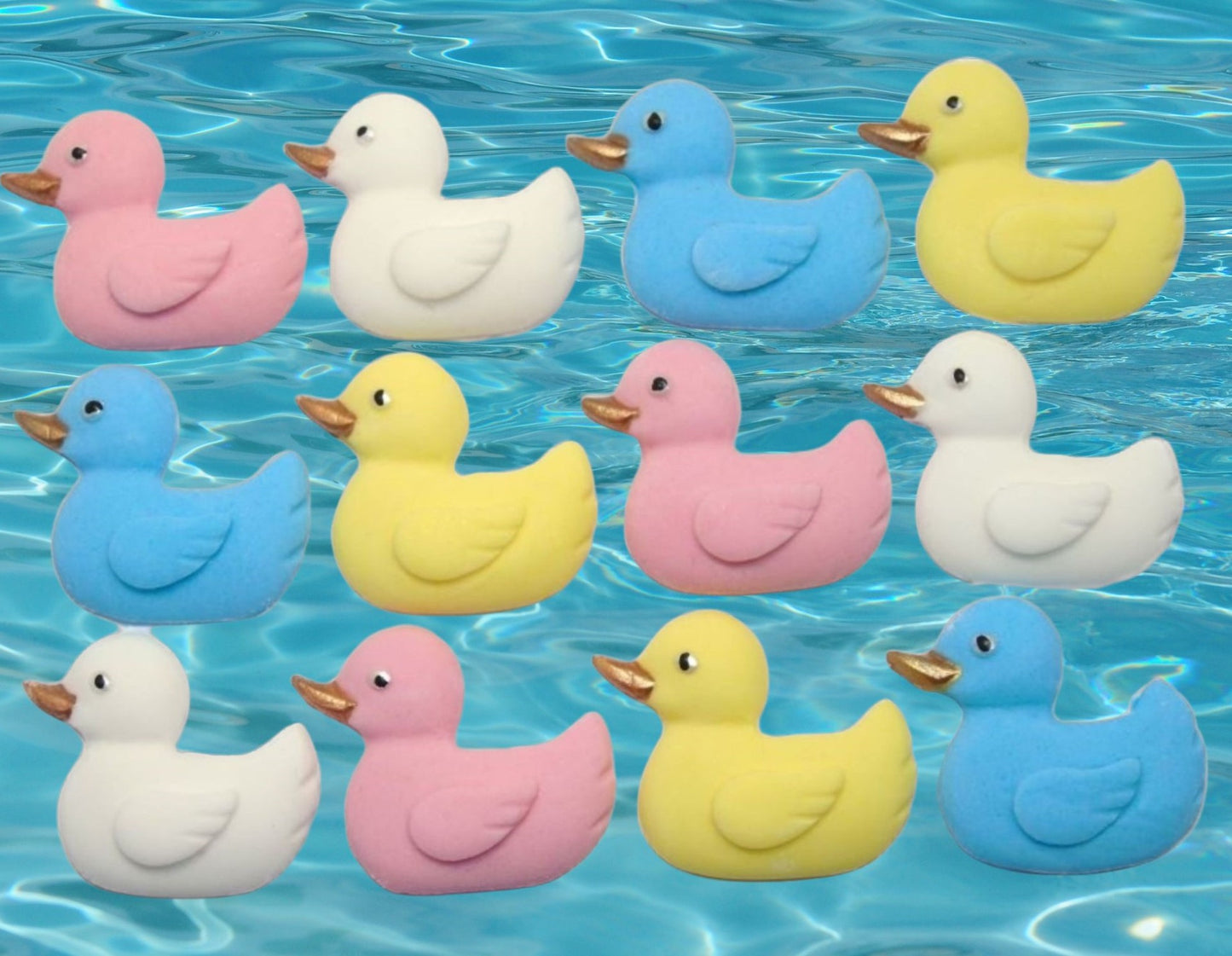 12 Handmade Baby Shower Ducks Edible Cake Cupcake Toppers