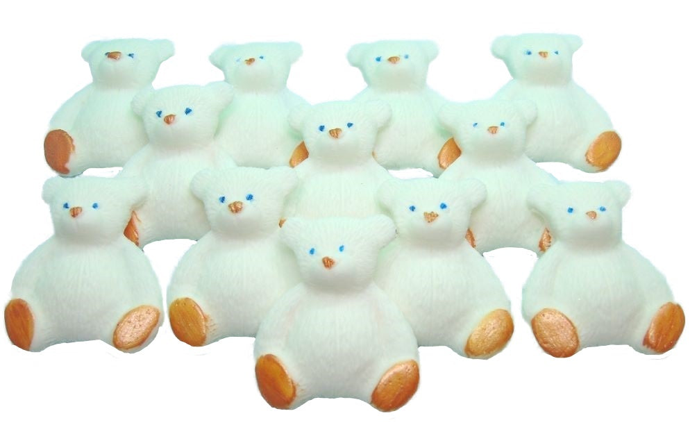 12 Coloured Teddy Bear Edible Cupcake Cake Decorations