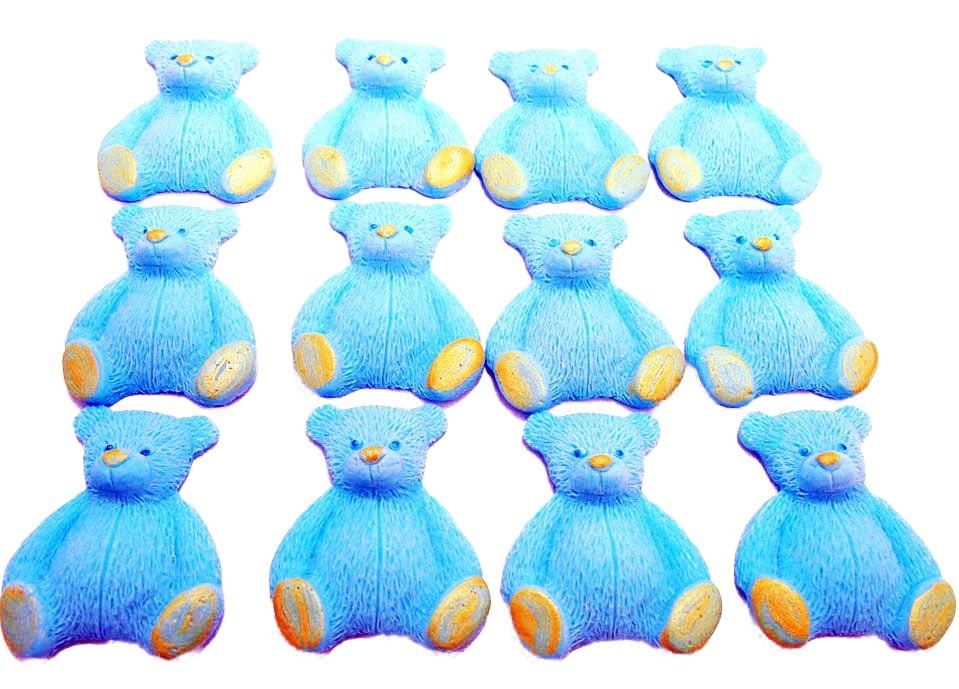 12 Coloured Teddy Bear Edible Cupcake Cake Decorations