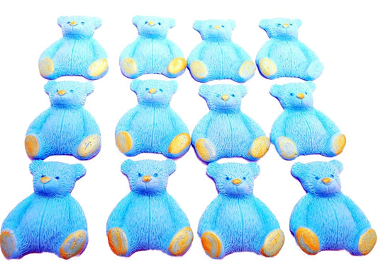12 Coloured Teddy Bear Edible Cupcake Cake Decorations