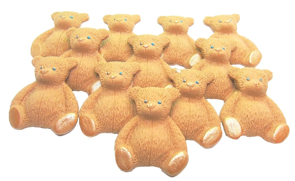 12 Coloured Teddy Bear Edible Cupcake Cake Decorations