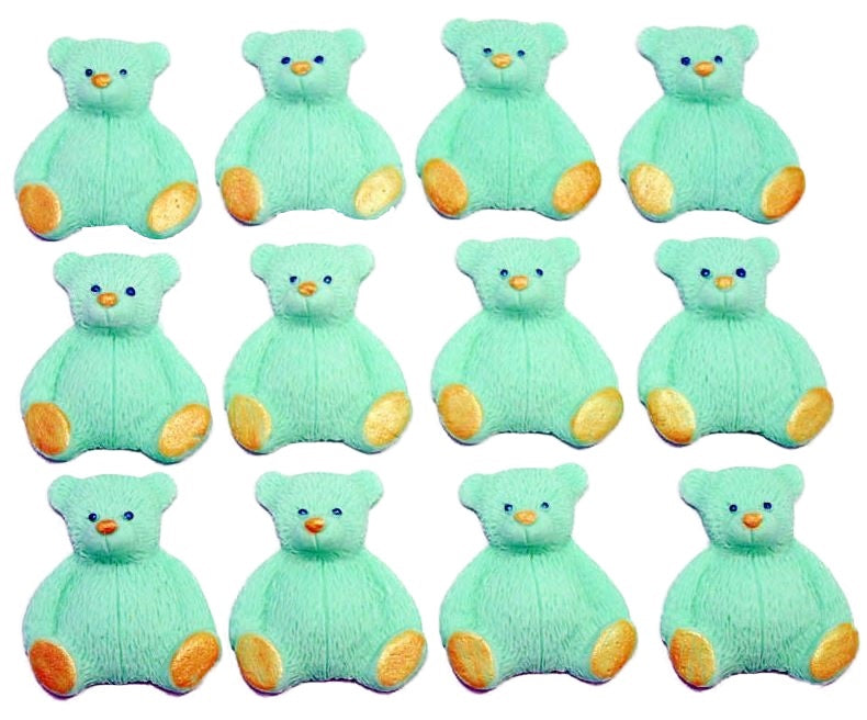 12 Coloured Teddy Bear Edible Cupcake Cake Decorations