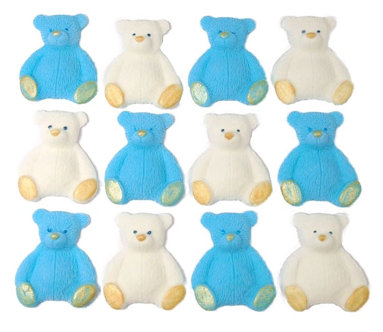 12 Coloured Teddy Bear Edible Cupcake Cake Decorations