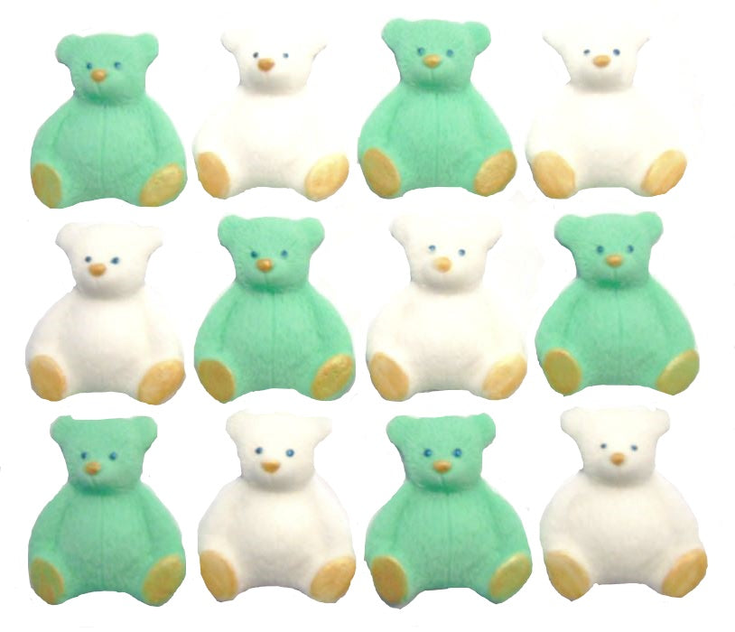 12 Coloured Teddy Bear Edible Cupcake Cake Decorations