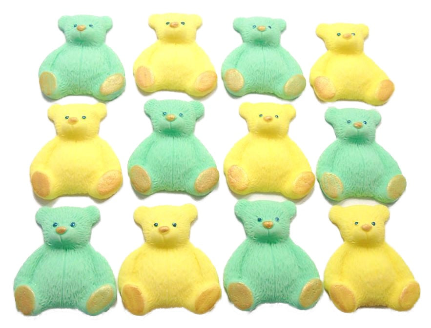 12 Coloured Teddy Bear Edible Cupcake Cake Decorations