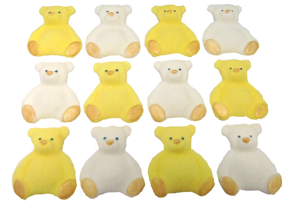12 Coloured Teddy Bear Edible Cupcake Cake Decorations