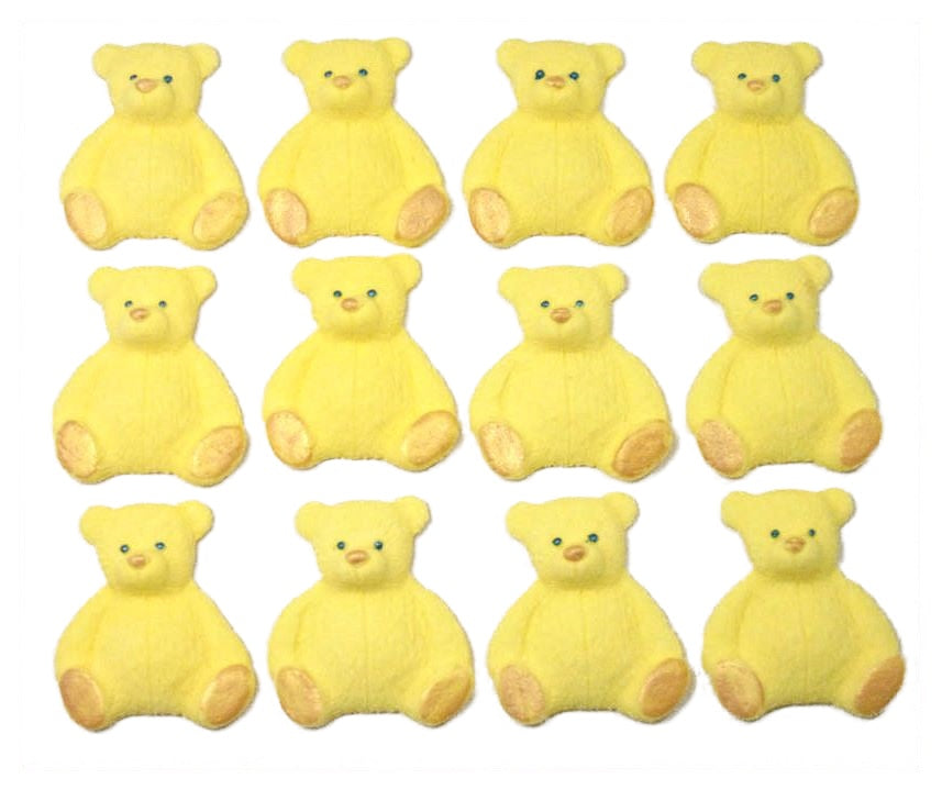 12 Coloured Teddy Bear Edible Cupcake Cake Decorations