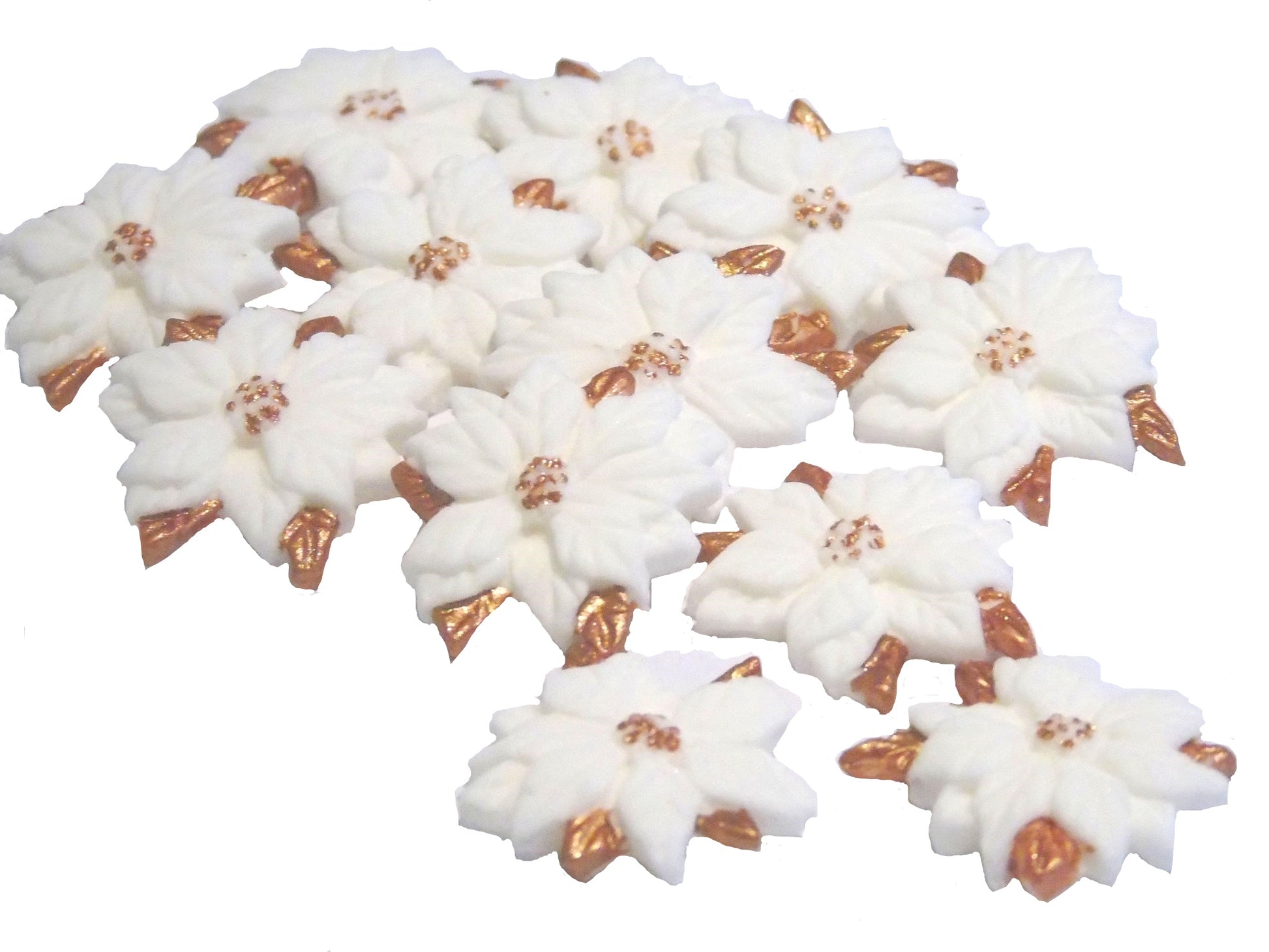 12 White Red Poinsettia Vegan Cupcake Toppers Cake Decorations