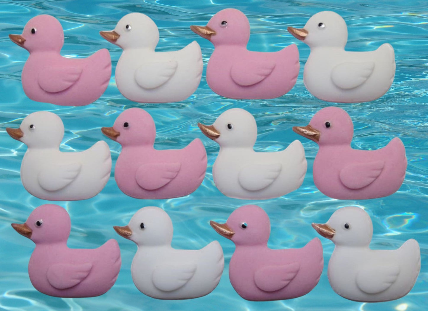 12 Handmade Baby Shower Ducks Edible Cake Cupcake Toppers