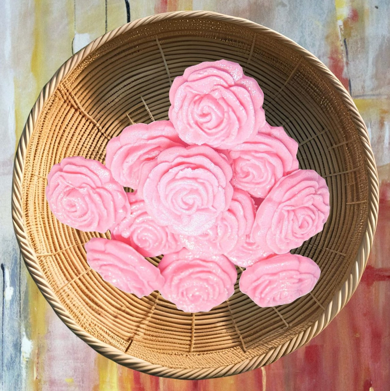 12 Medium Glittered Coloured Roses Cake Decorations