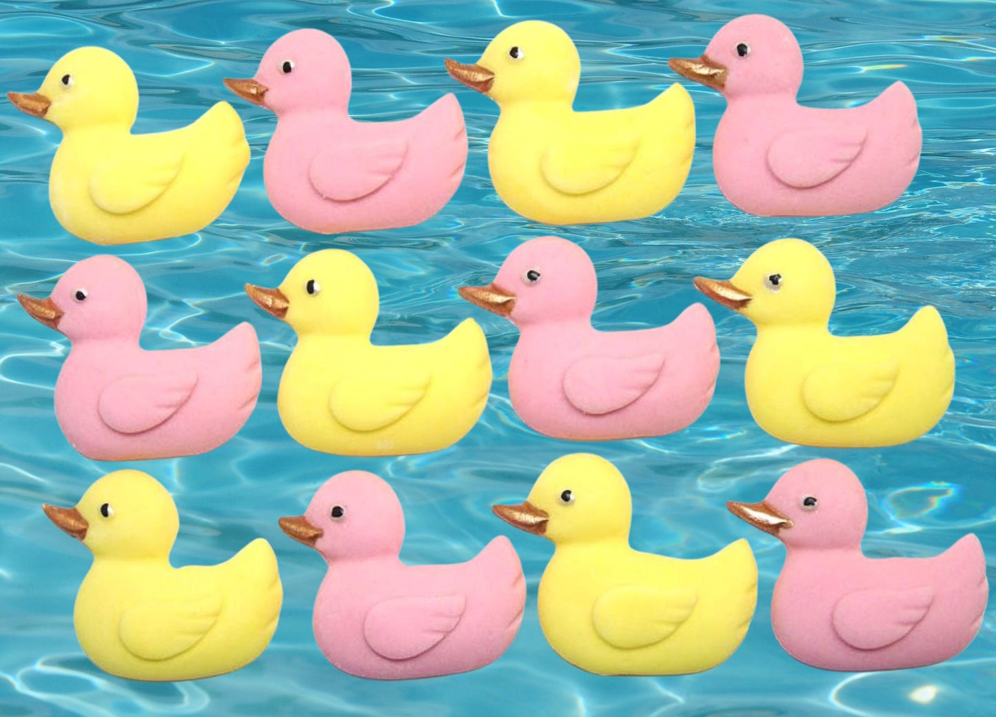 12 Handmade Baby Shower Ducks Edible Cake Cupcake Toppers