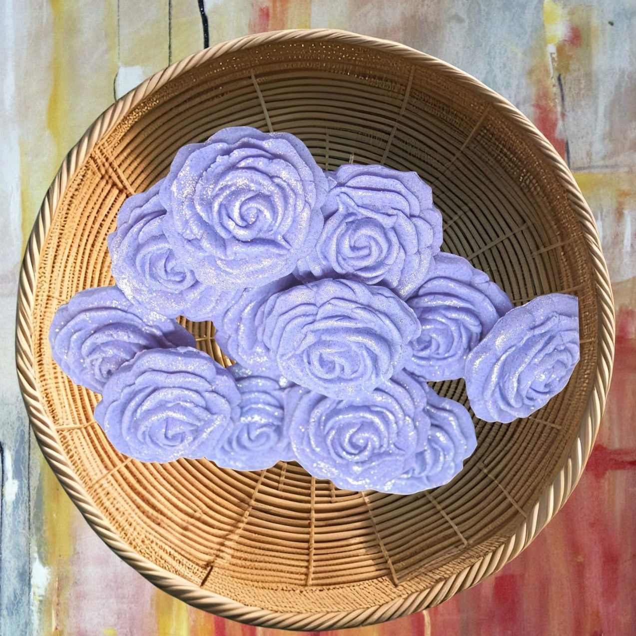12 Medium Glittered Coloured Roses Cake Decorations
