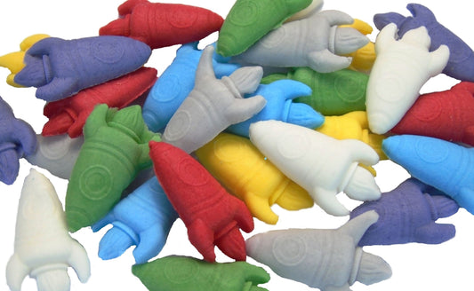 24 Novelty space rocket Coloured Confetti Vegan Cupcake Toppers Cake Decorations