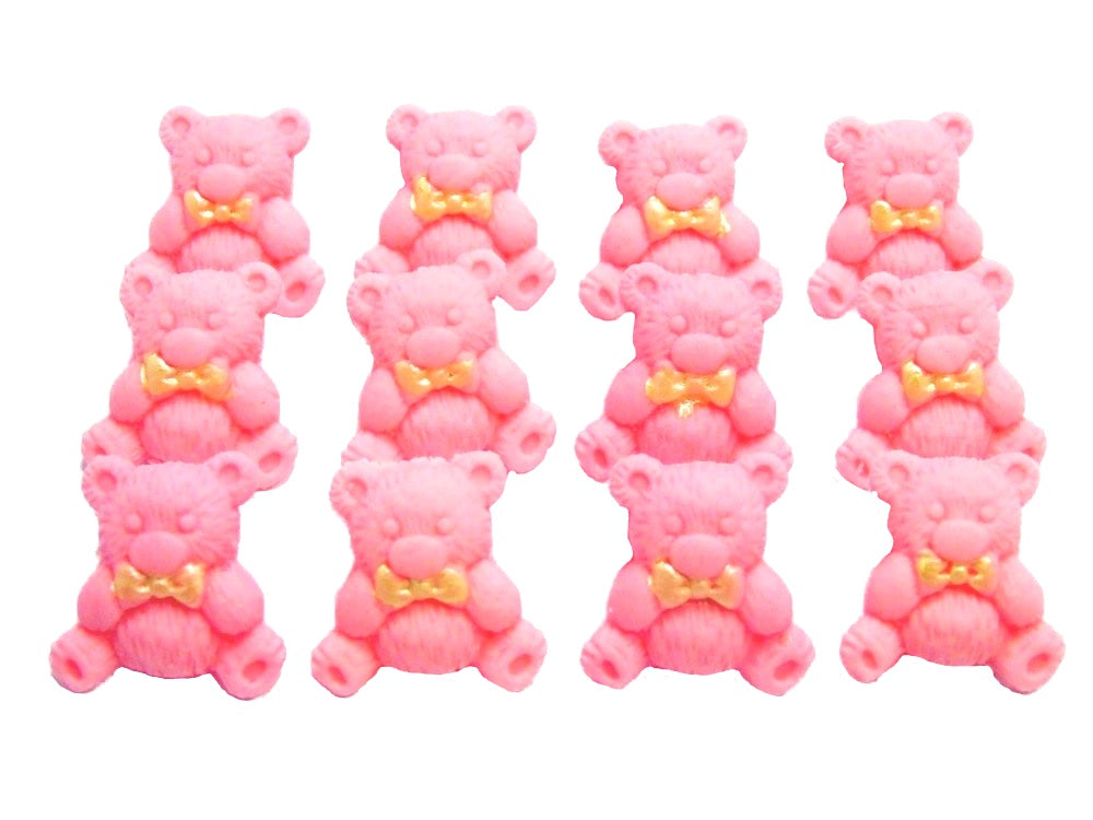 12 Pink Vegan  Teddies Baby Shower Edible Cupcake Toppers