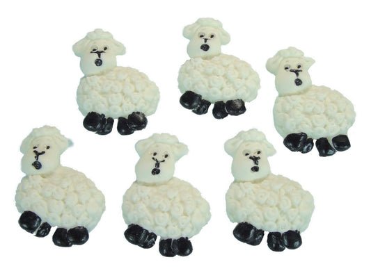 Set 6 Lovely White Sheep Vegan Cake Decorations Cupcake Toppers