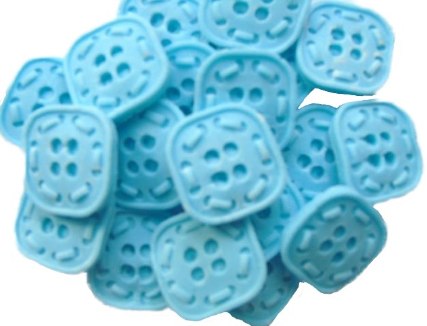 18 Edible Blue Coloured Square Shaped Buttons Vegan Cupcake Toppers