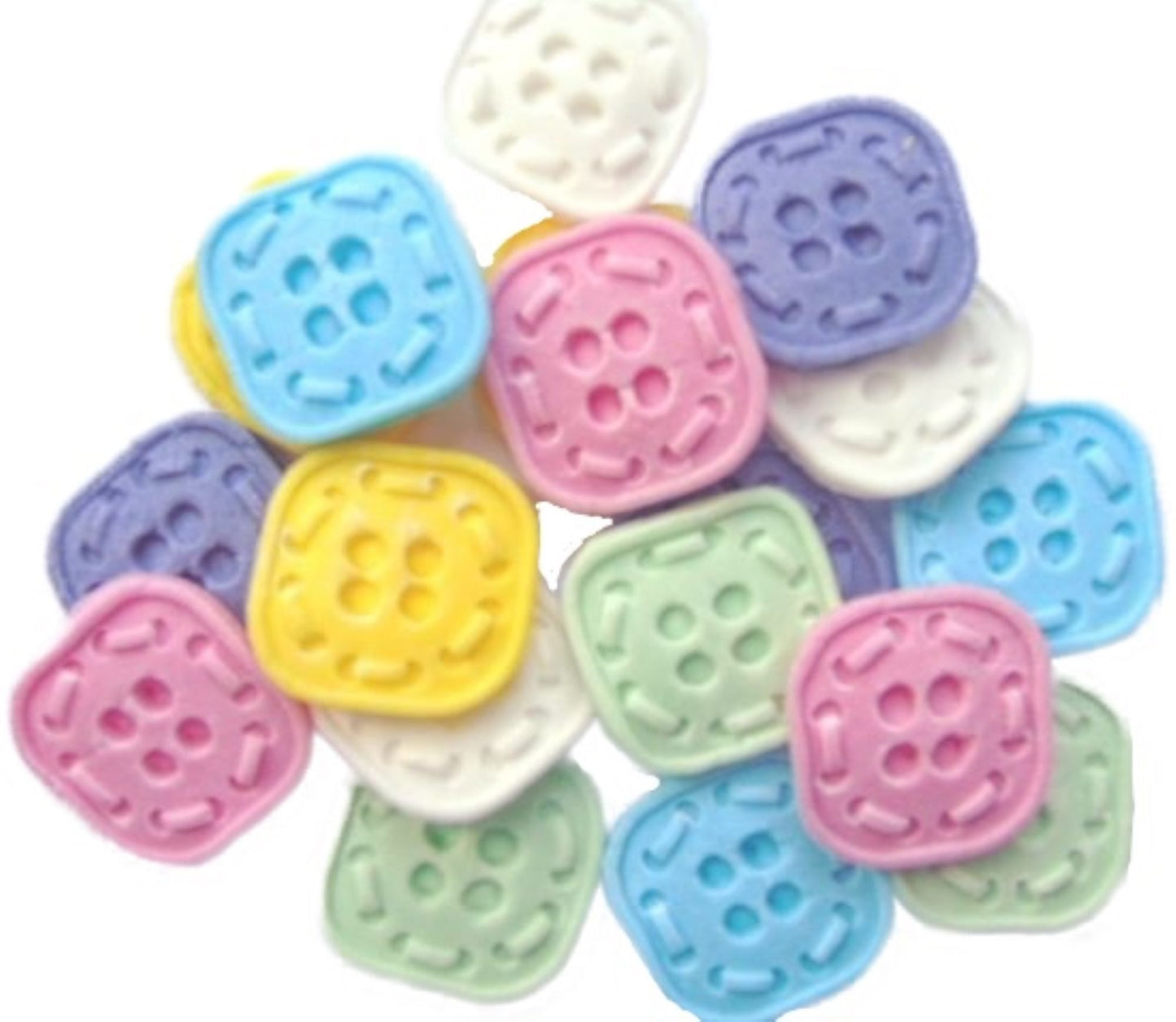 18 Edible Mixed Coloured Square Shaped Buttons Vegan Cupcake Toppers