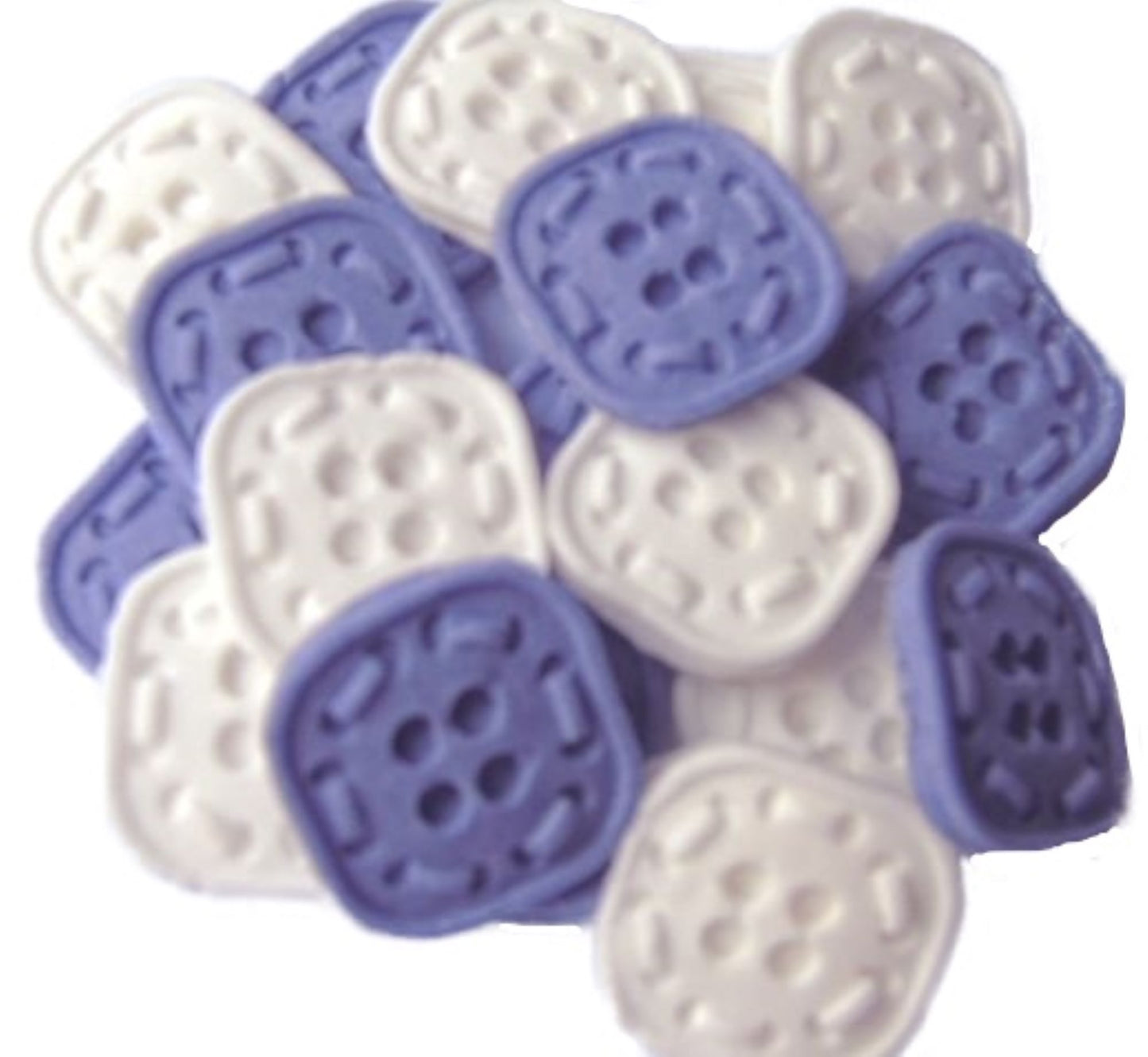 18 Edible Purple & White Mixed Coloured Square Shaped Buttons Vegan Cupcake Toppers