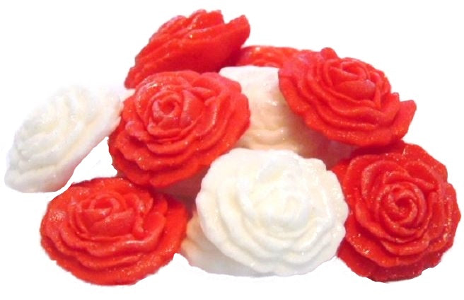 12 Small Glittered Mixed Coloured Roses Cake Cupcake Toppers