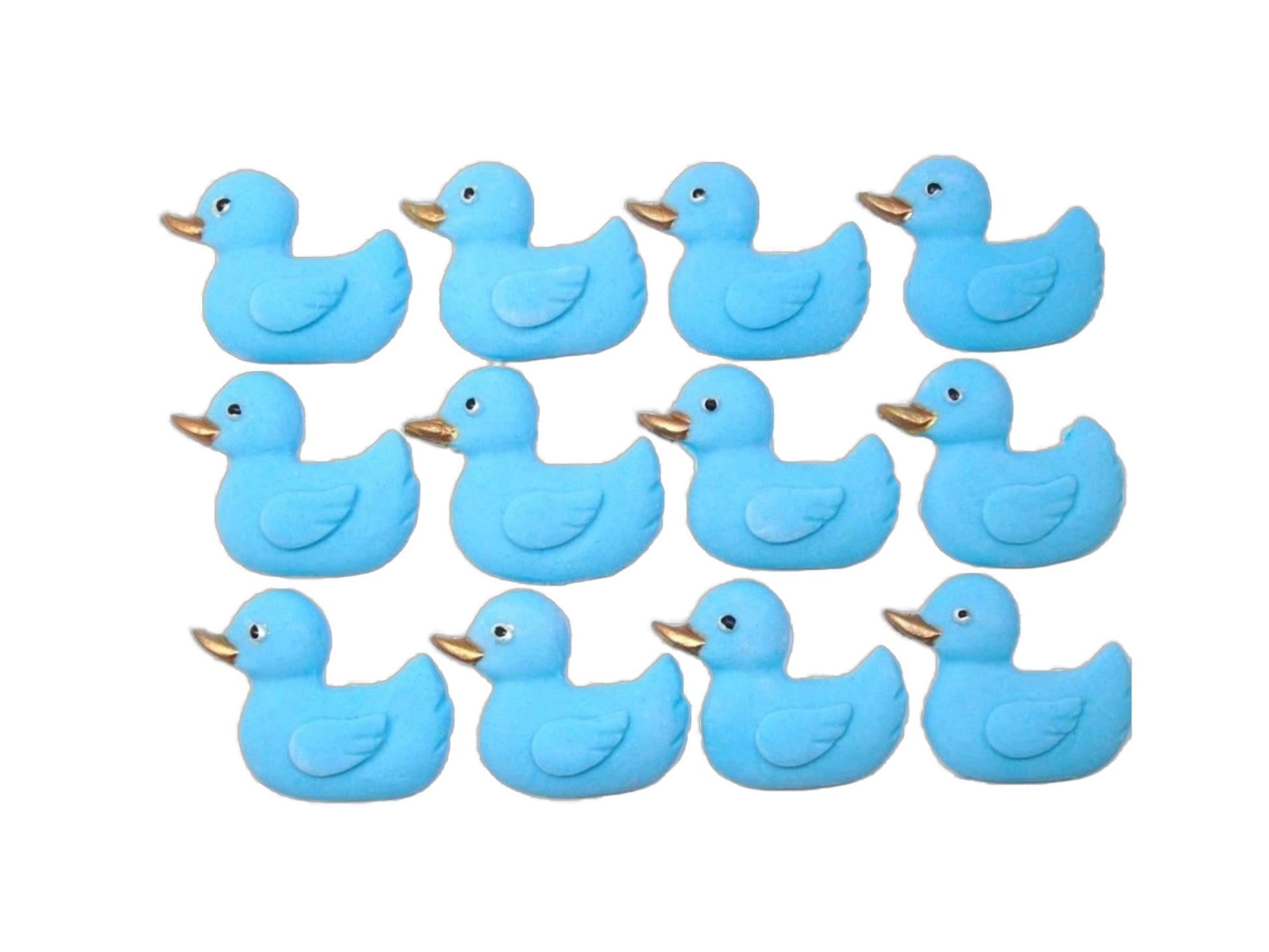12 Edible Blue coloured Vegan Baby Shower Ducks Cake Cupcake Toppers