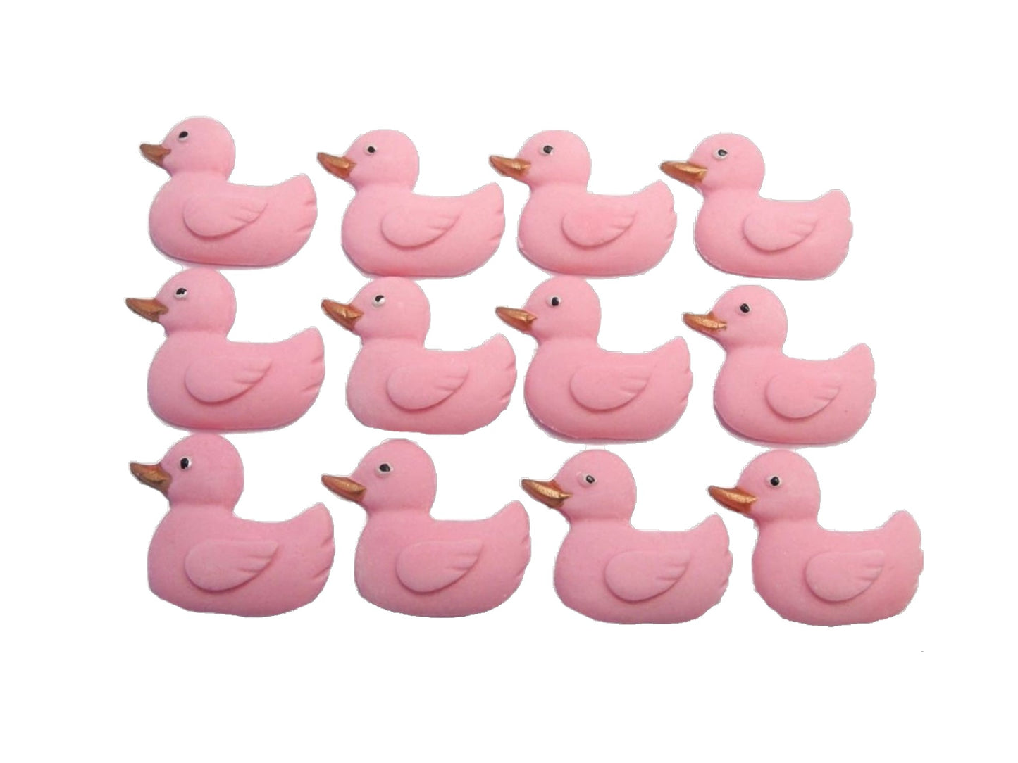 12 Pink Edible sugar paste ducks cupcake toppers