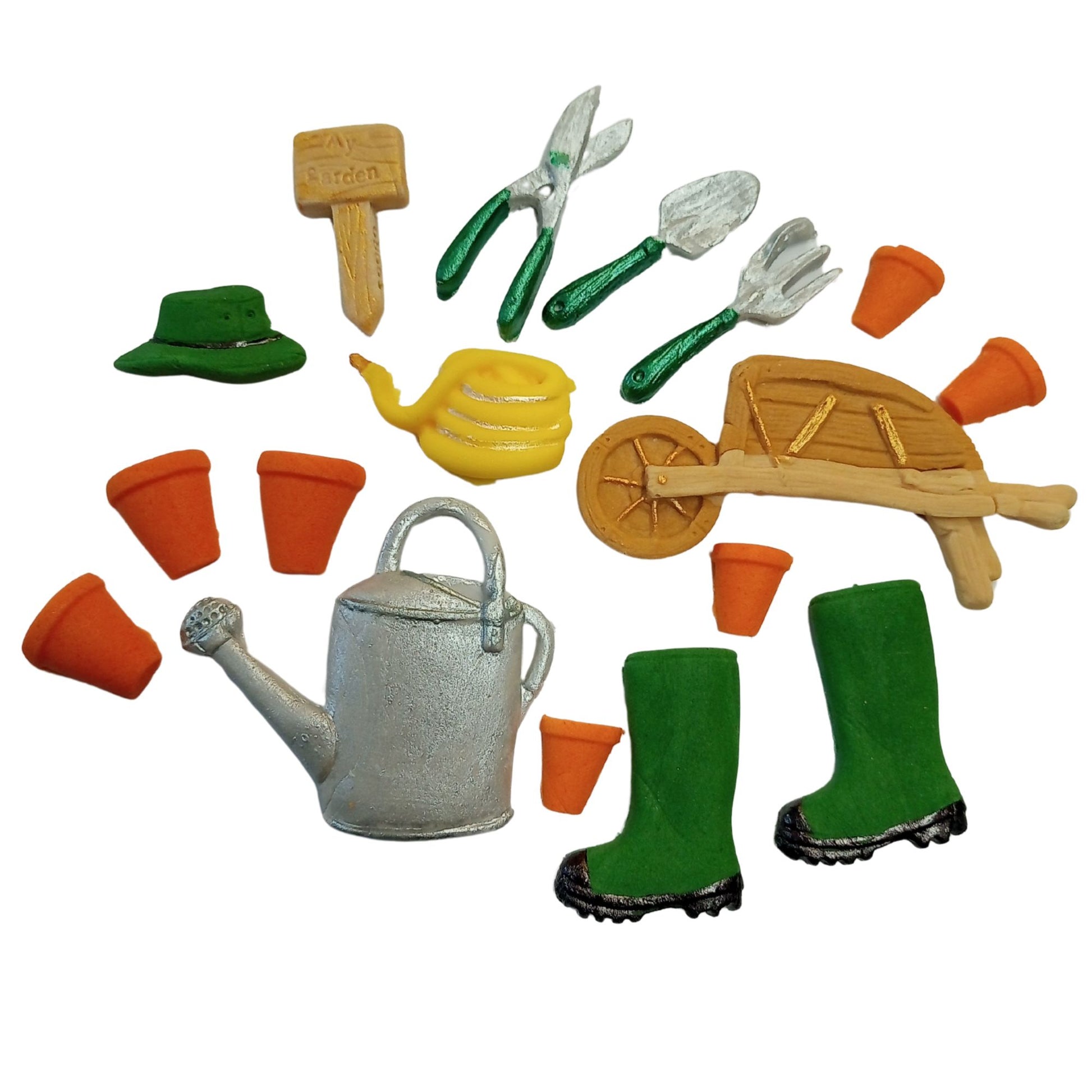 Set 18edible garden themed cake toppers